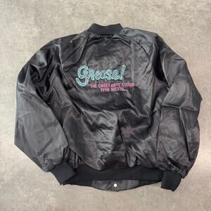 Vintage Y2K 1998 Grease The Sweet Arts Studio Faux Satin Bomber Jacket Black M